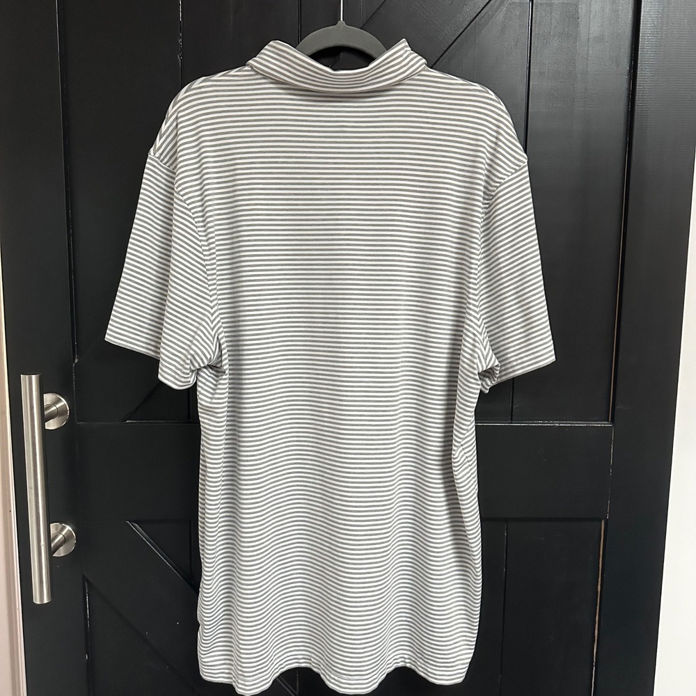 J.Crew Performance Polo Shirt Mens XXL Grey White Striped Short Sleeve Golf EUC - Picture 4 of 7